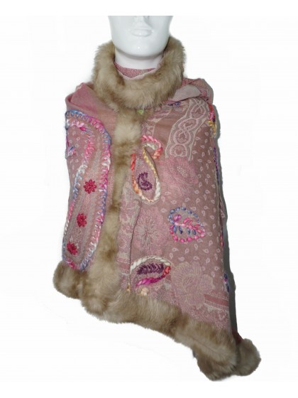 Pashmina Wool Scarf With Fur